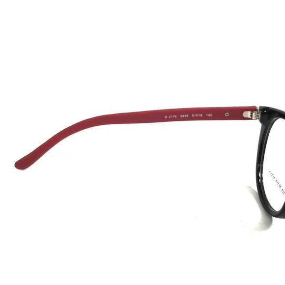 Burberry Eyeglasses Frames B2176 3498 Shiny Black Red Cat Eye Full Rim 51-18-140 - Picture 8 of 10